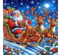 AIRDEA Santa Claus Diamond Art Kits Adults, 5D DIY Christmas Reindeer Diamond Painting Kit, Full Drill Gem Arts and Crafts for Adults for Home Wall Decor 30x30 cm