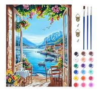 AIRDEA Sea View Paint by Numbers for Adults, Coastal Nature Painting by Numbers for Adults, DIY Acrylic Pigment Drawing Paintwork Arts and Crafts Painting Kit for Home Wall Decor 16x20 inch (No Frame)