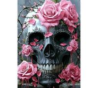 AIRDEA Skull Diamond Art Kits Adults, 5D DIY Roses Thorns Diamond Painting Kit, Full Drill Gem Arts and Crafts for Adults for Home Wall Decor 30x40 cm
