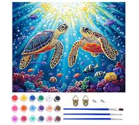 AIRDEA Two Turtles Paint by Numbers for Adults, Ocean Fish Painting by Numbers for Adults, DIY Acrylic Pigment Drawing Paintwork Arts and Crafts Painting Kit for Home Wall Decor 20x16 inch (No Frame)