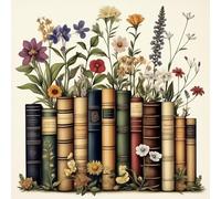 AIRDEA Vintage Book Diamond Art Kits Adults, 5D DIY Flowers Diamond Painting Kit, Full Drill Gem Arts and Crafts for Adults for Home Wall Decor 30x30 cm