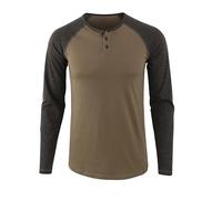 AIRDYNAM Men's Henley Shirts Raglan Long Sleeve Slim-Fit Casual Cotton Baseball Tee Shirt, Army/H.charcoal, XL