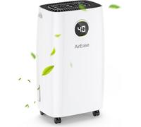 AirEase 12L/Day Dehumidifier for Home, 2026 Upgraded 36dB Ultra Quiet Dehumidifiers for Bedroom, 2.5L Large Tank with Drain Hose, Dual 24H Timer & Smart Humidity Control, Ideal for Damp,Mold, Basement