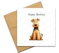 Airedale Terrier Birthday Card - Dog Lover Happy Birthday Card - Cartoon Doodle Cute Pet Dog Breeds