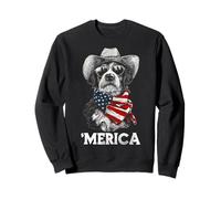 Airedale Terrier Cowboy Hat Sunglasses American Flag Bandana Sweatshirt