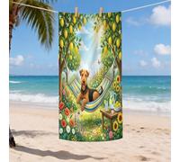 Airedale Terrier Dog Beach Towels for Adults Country Lemon Floral Plant Quick Dry Bath Towel, Pet Soft Lightweight Blanket Travel Pool Camping Essentials 35x70 Inch