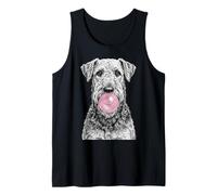 Airedale Terrier Dog Blowing Pink Bubblegum Tank Top