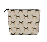 Airedale Terrier Dog, Cosmetic Bag Imitation Linen Makeup Bag Portable Travel Toiletry Bag