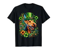 Airedale Terrier Dog St Patricks Day Artwork Value Graphic T-Shirt, Men, Black, XL