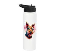 Airedale Terrier Dog St Valentines Day Artwork Stainless Steel Insulated Water Bottle