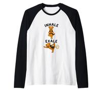 Airedale Terrier Doing Yoga Inhale - exale DIGOR Funny Raglan Baseball Tee