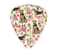 Airedale Terrier Floral Print,12 Pcs Guitar Pick,3 Different Thickness Plectrums for Acoustic Guitar Bass Ukulele (0.46mm 0.96mm 0.71mm)
