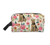 Airedale Terrier Floral PrintMakeup Trave Bag for Women,Cosmetic Large Capacity Organizer