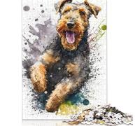 Airedale Terrier Is Happy Puzzle Friendly Materials 100 Percent Recycled Cardboard Jigsaw Puzzle for Adult Children ChristmasGift 1000pcs (75x50cm)