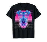Airedale Terrier Sunglasses Dog Vaporwave Aesthetic Retro T-Shirt