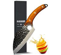 AIRENA Handmade Forged Kitchen Knives, Chefs Knife Set, High Carbon Steel Cook Knife - Full Tang Structure Wood Handle with Thickened Leather Sheath for Home, Camping, BBQ, Gift Box