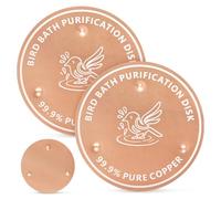 Airener 2 Pcs Bird Bath Copper Disk, 0.6mm Flower Shape 99.99% Pure Copper Birdbath Cleaner with Three-Point Support, Bird Purification Disk for Outdoor, All Birdbath Bowls(Style 3)
