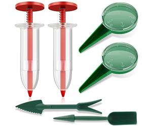 Airener 6Pcs Seed Dispenser, Mini Sowing Seed Dispenser Sower Set, Seed Dial Plant Flower Seeds Sower, Handhold Seedlings Dibber And Widger Set, Mini Hand Seed Spreader for Garden