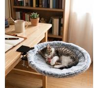Airener Cat Desk Bed, Desk Cat Hammock with Two Replacement Winter Plush & Summer Mesh Seat, Space Saving Cats Bed for Home Office All Seasons