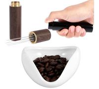 Airener Coffee Bean Dosing Cup and 8ml Spray Bottle Set Ceramic Dosing Vessel Tray Kit with 6 Needles Espresso Distribution Tools Single Dose Measuring Tray Kit for Coffee Lover Coffee Bar(White)