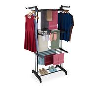 Airer Clothes Drying Rack Hanger Garment Laundry Indoor Rolling Wheels Metal