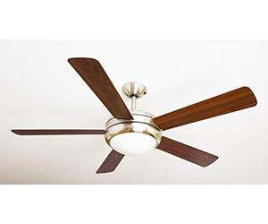 AireRyder Ceiling Fan Ursa Satin Nickel, Blade colour Silver/Walnut with Light and Remote Control, 132 cm