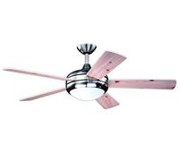 AireRyder Ceiling Fan Ursa Satin Nickel, Blade colour White/Pine with Light and Remote Control, 132 cm