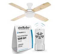 AireRyder Ceiling fan with lighting and remote control Saturn, white, wings pine and white, 132 cm
