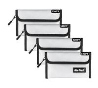 Airfish 4 Pack Fireproof Money Bag, 5 x 8 inches, Silver, Unisex-Adults, Everyone, Homeowners, Travelers, Individuals, Families, Fireproof Wallet, Wallet