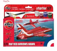 Airfix Starter Set - A55002 Red Arrows Hawk Model Building Kit - Plastic Model Plane Kits for Adults & Children 8+, Set Includes Decals, Acrylic Paints, Brushes & Poly Cement - 1:72 Scale Model