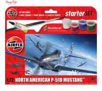 Airfix US North American P-51D Mustang Starter Set (1:72 Scale) Model Kit