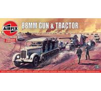 Airfix Vintage Classics Set - A02303V 88mm Gun & Tractor - Plastic Model Motor Vehicle Kits for Adults & Children 8+, Set Includes 114 Pieces, Sprues & Decals - 1:76 Scale Model Vehicle Set