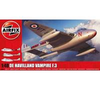 Airfix Model Set - A06107 de Havilland Vampire F.3 Model Building Kit - Plastic Model Plane Kits for Adults & Children 8+, Set Includes Sprues & Decals - 1:48 Scale Model, grey