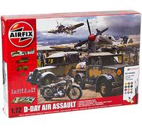 Airfix Diorama Model Building Kits - D-Day Air Assault Miniature Craft Kit, 1/72 Scale Plastic Model Kits for Adults to Build, Incl. Plane Model, Jeeps, Diorama Base & Figures - Military Gifts for Men