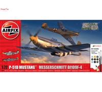 Airfix Model Set - A50193 P-51D Mustang vs Bf109F-4 Dogfight Double Model Building Kit - Plastic Model Plane Kits for Adults & Children 8+, Set Includes Sprues & Decals - 1:72 Scale