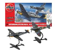 Airfix Gift Set x 2 Kits - Model Plane - A50194 Supermarine Spitfire Mk.Vc and Bf109F-4 Dogfight Double Building Set, 1:72 Scale Kit for Adults & Kid