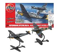 Airfix Gift Set x 2 Kits - Model Plane - A50194 Supermarine Spitfire Mk.Vc and Bf109F-4 Dogfight Double Building Set, 1:72 Scale Kit for Adults & Kids 8+ Models Military Gifts for Men Un-Painted