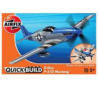 Airfix QUICKBUILD Model Aircraft Kits - J6046 D-Day P-51D Mustang Model Building Kit for Kids 6+, Construction Plane Toys for Boys & Girls - Fighter Jet & Toy Aeroplane Sets, Plane Enthusiast Gifts