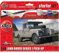 AIRFIX - Starter Set - A55012 Land Rover Series 1 Pick-Up Model Building Kit - Plastic Model Car Kits for Adults & Children 8+, Set Includes Decals, Humbrol Acrylic Paints, Brush & Poly Cement