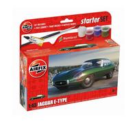 Airfix Starter Set - A55009 Jaguar E-Type Model Building Kit - Plastic Model Car Kits for Adults & Children 8+, Set Includes Decals, Humbrol Acrylic Paints, Brushes & Poly Cement - 1:43 Scale Model