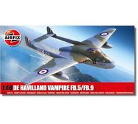 Airfix Model Set - A06108 de Havilland Vampire FB.5/FB.9 Model Building Kit - Plastic Model Plane Kits for Adults & Children 8+, Set Includes Sprues & Decals - 1:48 Scale Model