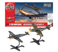 Airfix Model Set - A50193 P-51D Mustang vs Bf109F-4 Dogfight Double Model Building Kit - Plastic Model Plane Kits for Adults & Children 8+, Set Includes Sprues & Decals - 1:72 Scale