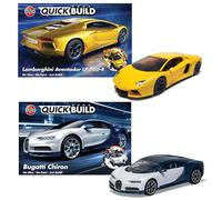 Airfix QUICKBUILD Lamborghini Aventador White & Bugatti Chiron Car Model Kits - Construction Toys Age 8+ for Boys & Girls 6+ - Model Car Starter Kit for Kids - Easy Build Model Vehicle with No Glue