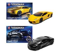 AIRFIX - QUICKBUILD Model Car Kit - J6971 Lamborghini Aventador & Bugatti Chiron Building Kit for Kids 6+, Construction Toys for Boys & Girls, No Glue Model Making - Classic Vehicle Plastic Craft Set