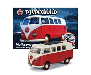 Airfix QUICKBUILD Model Car Kit - VW Camper Van Red Car Building Kit for Kids 6+, Construction Toys for Boys & Girls, No Glue Model Making - Classic Car Gifts Plastic Model Kits