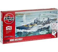 Airfix Ship Model Building Kits - HMS Belfast Miniature Craft Kit, 1/600 Scale Model Boat Kits for Adults to Build, Incl. Belfast Model Ship, Paints, Brushes & Poly Cement - Nautical Gifts for Men