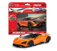 Airfix Starter Set - A55006 McLaren 765LT Model Building Kit - Plastic Model Car Kits for Adults & Children 8+, Set Includes Decals, Humbrol Acrylic