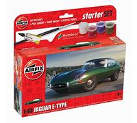 Airfix Starter Set - A55009 Jaguar E-Type Model Building Kit - Plastic Model Car Kits for Adults & Children 8+, Set Includes Decals, Humbrol Acrylic Paints, Brushes & Poly Cement - 1:43 Scale Model
