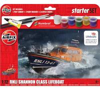 Airfix Starter Set - A55015 RNLI Shannon Class Lifeboat Model Building Kit - Plastic Model Boat Kits for Adults & Children 8+, Set Includes Decals, Acrylic Paints, Brushes & Poly Cement - 1:72 Scale