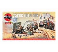 Airfix Vintage Classics Set - A01305V 25PDR Field Gun & Quad - Plastic Model Tank Kits for Adults & Children 8+, Set Includes 71 Pieces, Sprues & Decals - 1:76 Scale Model Tank Set